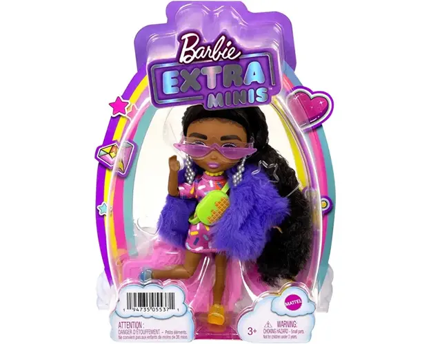 Papusa Barbie cu par lung si accesorii, Extra Minis, HGP63