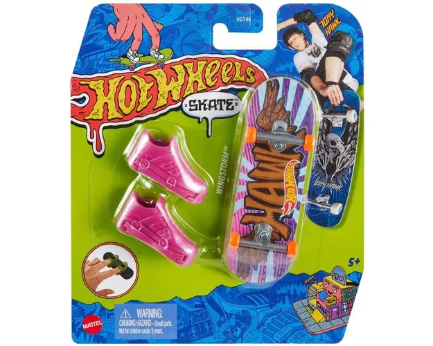 Set mini placa skateboard cu pantofi, Hot Wheels, Wingstorm, HGT68