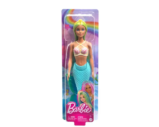Papusa sirena cu accesorii, Barbie, Bleu, HRR03
