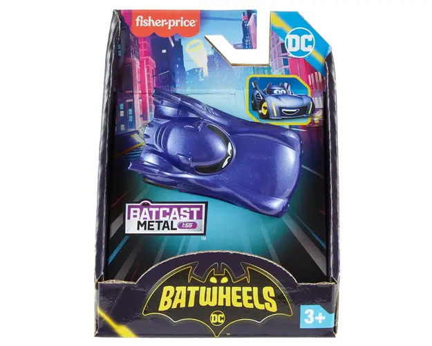 Mini vehicul din metal, Fisher Price, Batwheels, Bam The Batmobile, 1:55, HML13