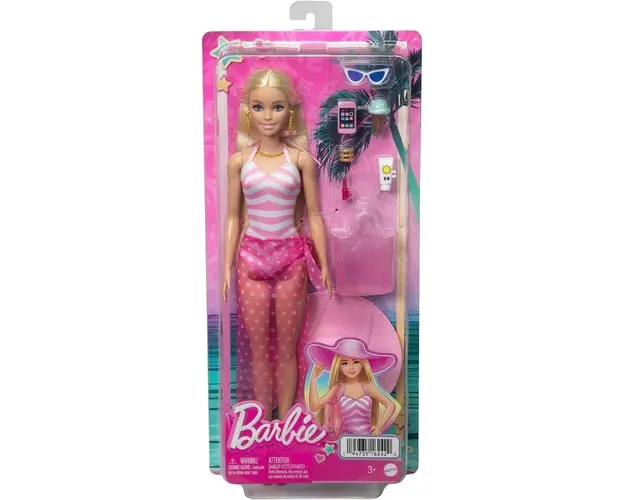 Papusa cu accesorii, Barbie, La plaja, HPL73
