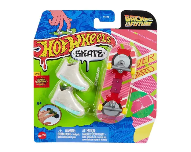 Set mini placa skateboard cu pantofi, Hot Wheels, Back to the Future Screen, Hoverboard, HVJ82