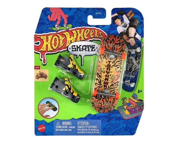 Set mini placa skateboard cu pantofi, Hot Wheels, Tony Hawk, Moon Howler, HVJ84