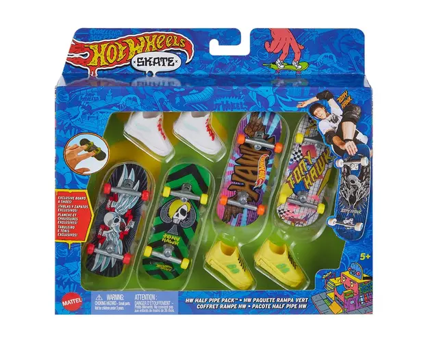 Set 4 mini skateboarduri si 2 perechi pantofi, Hot Wheels, HVM14