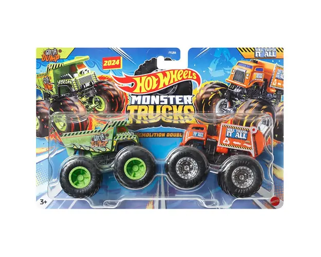 Set 2 masini Monster Truck, Hot Wheels, Demolition Doubles, Gotta Dump Vs Will Trash It All, HWN52