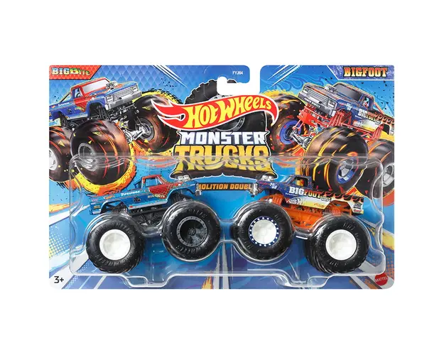 Set 2 masini Monster Truck, Hot Wheels, Demolition Doubles, Bigbite Vs Bigfoot, HWN62