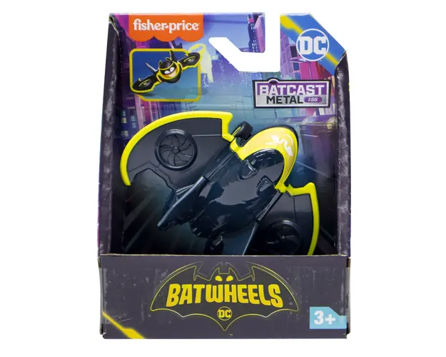 Mini vehicul din metal, Fisher Price, Batwheels, Batwing The Bat Plane, 1:55, HYB67