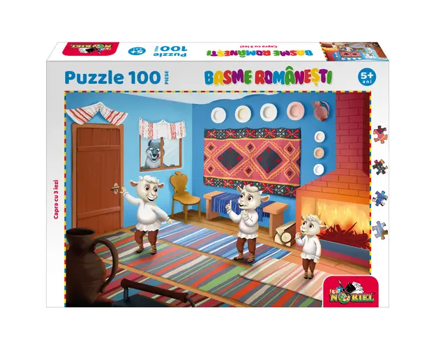 Puzzle 100 piese, Noriel Basme Romanesti, Capra cu trei iezi