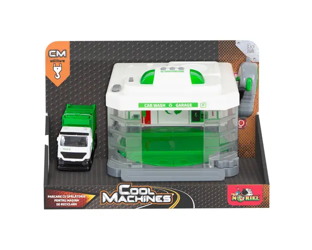 Set de joaca, Cool Machines, masina de reciclare cu parcare si spalatorie