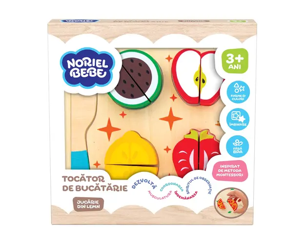 Tocator de bucatarie cu fructe din lemn, Noriel Bebe Wood