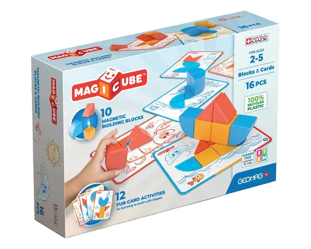Joc de constructie Geomag, Magnetic Magic Blocks, 16 piese