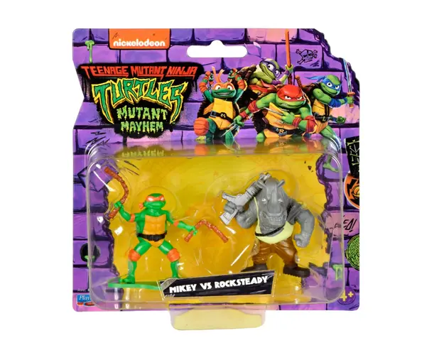 Set 2 mini figurine, Testoasele Ninja, Mikey Vs Rocksteady