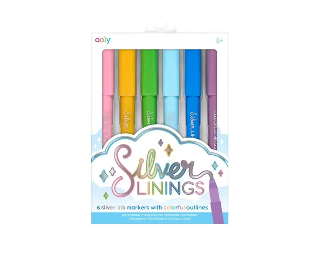 Set 6 carioci cu contur argintiu Ooly, silver linings