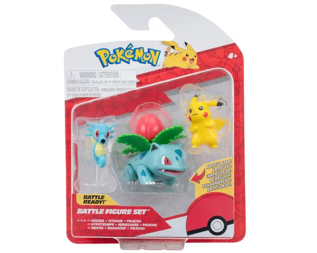 Set 3 figurine de actiune, Pokemon, Horsea, Ivysaur, Pikachu