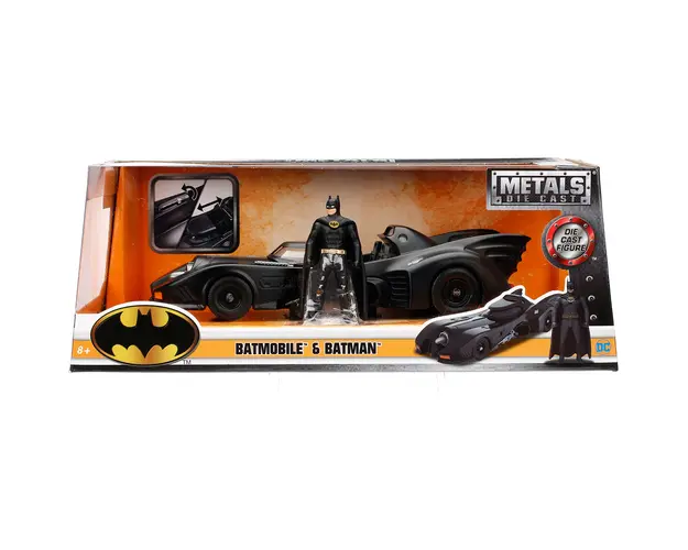Set masina si figurina din metal, Jada, Batman si Batmobile 1989, 1:24