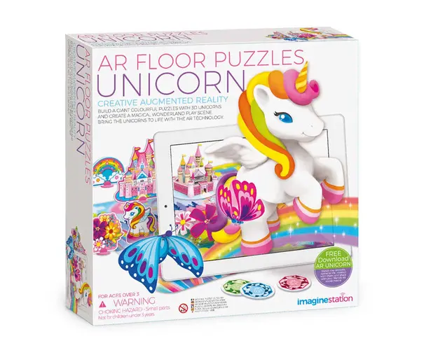Puzzle de podea cu realitate augmentata 4M, Unicorni, 9 piese