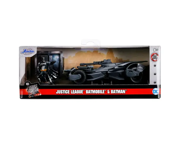 Set masina si figurina din metal, Jada, Batman si Batmobile Justice League, 1:32