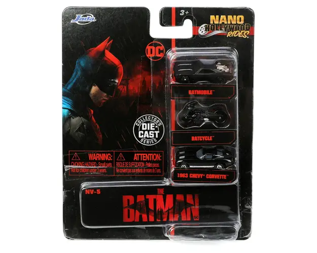 Set 3 masinute din metal, Jada, Nano Batman, 4 cm