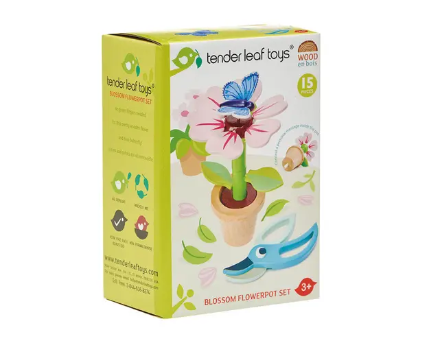 Floarea in ghiveci din lemn premium, Tender Leaf Toys, 15 piese