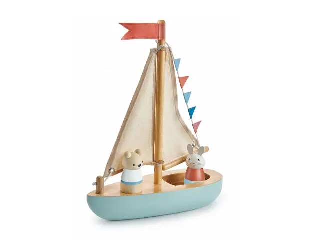 Barca din lemn a lui Bubble si Squeak, Tender Leaf Toys, Sailaway Boat