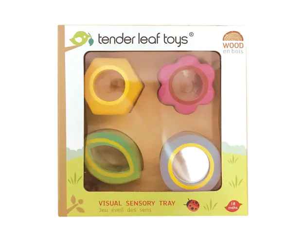Tabla senzoriala din lemn premium, Tender Leaf Toys, Efecte vizuale, 5 piese