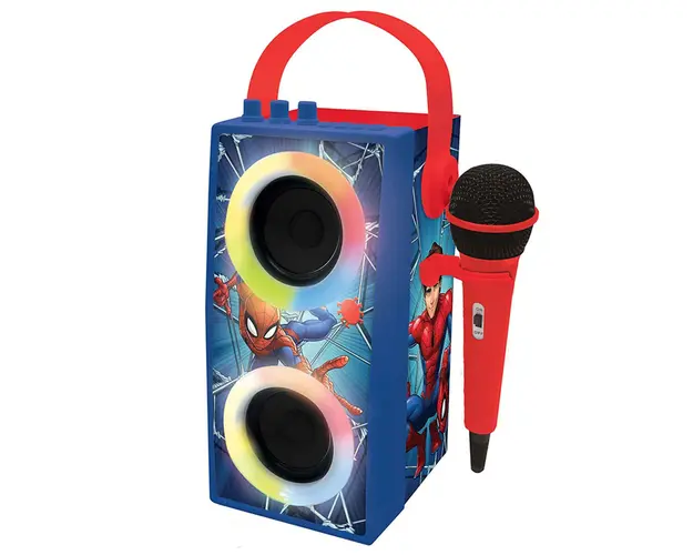 Boxa portabila cu microfon si efecte de lumini, Lexibook, Spiderman
