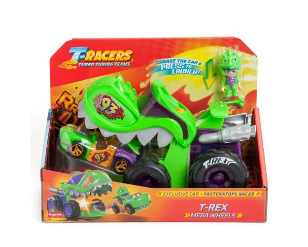 Set de joaca cu masinuta, T-Racers, Mega Wheel T-Rex