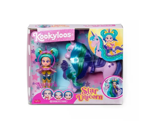 Set de joaca cu papusa Kookyloos, Aurora si Star Unicorn 