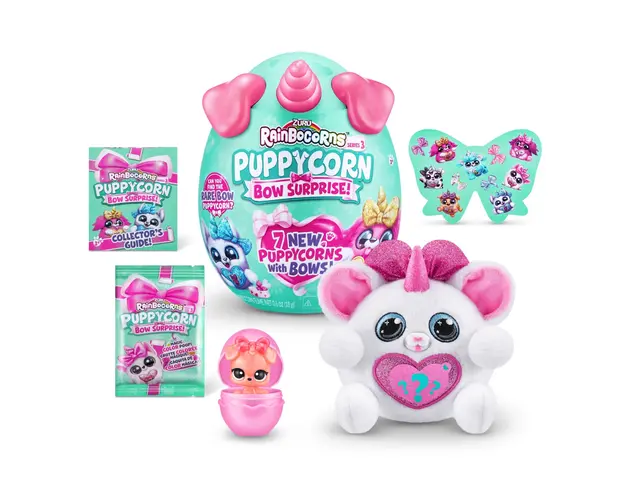 Jucarie surpriza de plus, Rainbocorns, Catelus Unicorn Curcubeu, S3