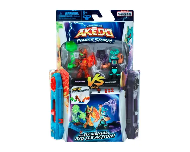 Set 2 figurine Akedo, Power Storm, Burndown Vs Shread Head, S4