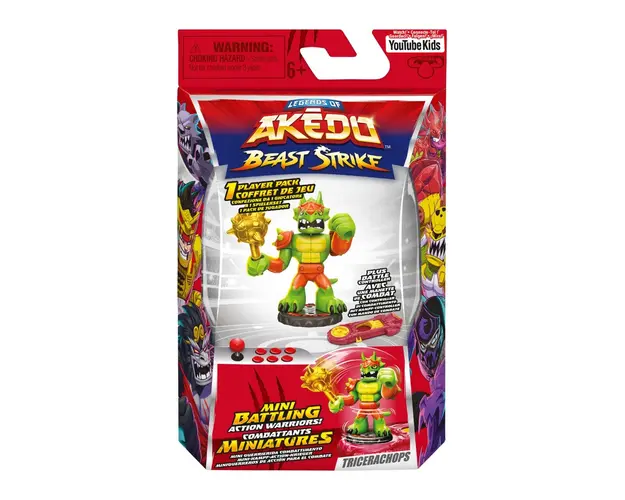 Figurina cu accesorii, Akedo, Beast Strike, Tricerachops, S5