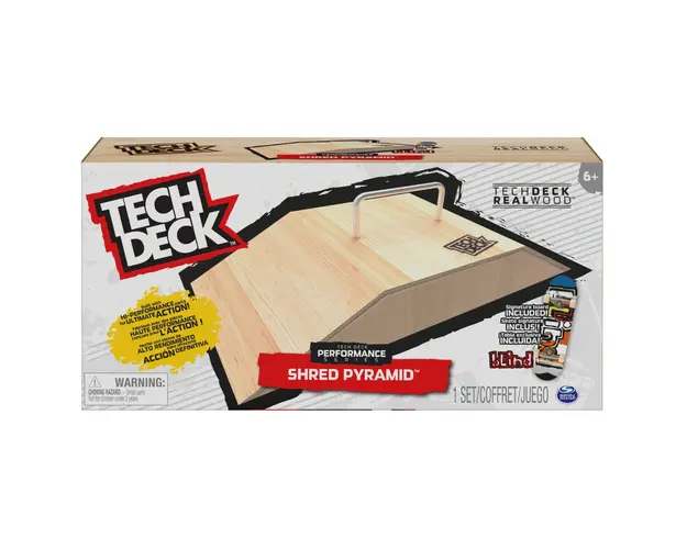 Set mini skateboard cu rampa din lemn, Tech Deck, Shred Pyramid, 20136530