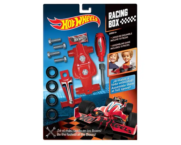 Set de asamblare masinuta, Racing Box, Hot Wheels, 15 piese, HW221