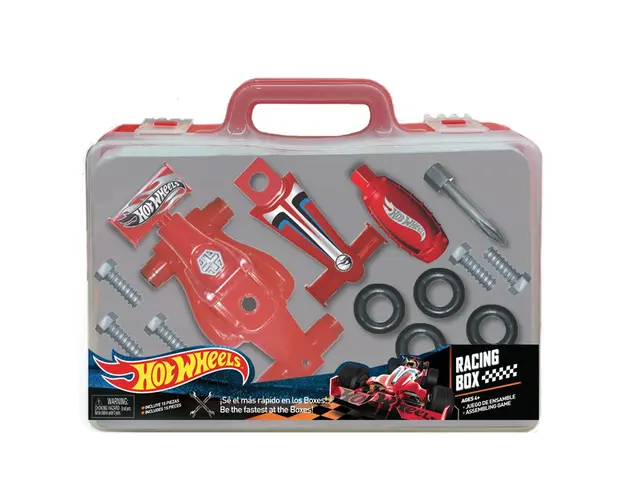 Set de asamblare masinuta, Racing Box, Hot Wheels, 15 piese, HW225