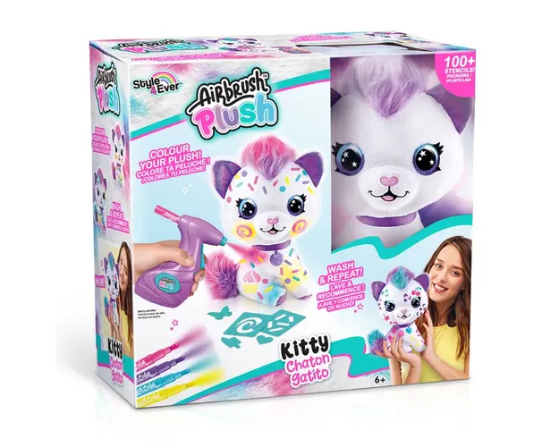 Jucarie de plus de colorat, Airbrush Plush, Kitty