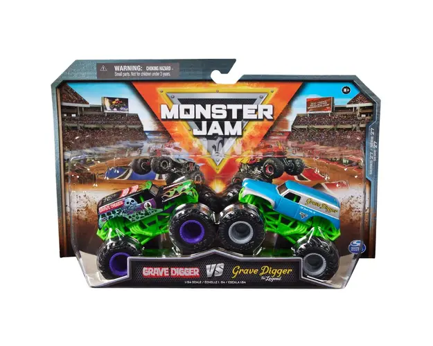 Set 2 masini, Monster Jam, Grave Digger Vs Grave Digger The Legend, 1:64, 20144309