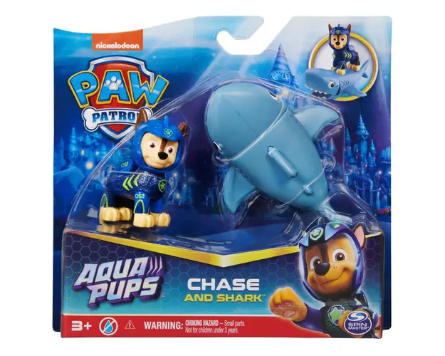 Figurina Paw Patrol, Aqua Pups, Chase si Shark, 20139319