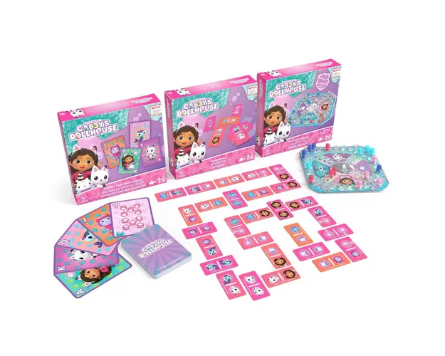 Set 3 jocuri Gabbys Dollhouse, Jumbo Cards, Pop-Up, Domino