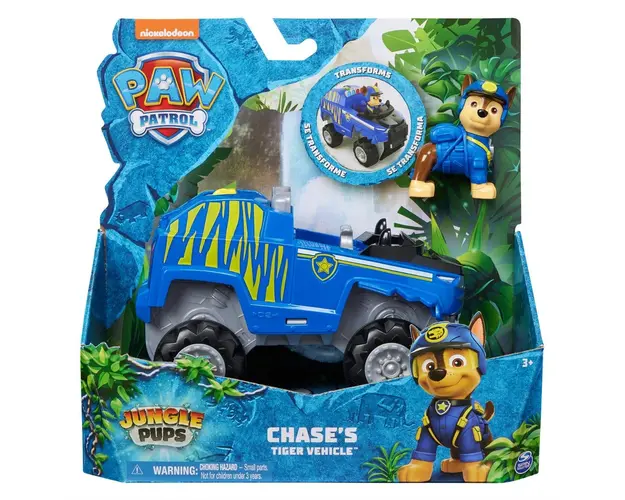 Masinuta cu figurina Paw Patrol, Jungle Pups, Chase, 20143425