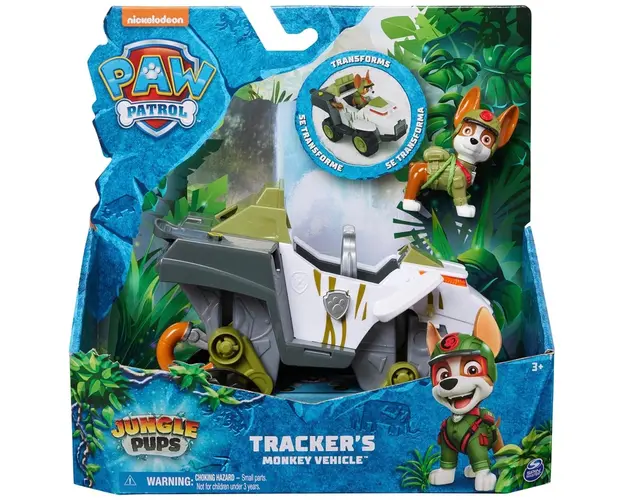 Masinuta cu figurina Paw Patrol, Jungle Pups, Tracker, 20143430