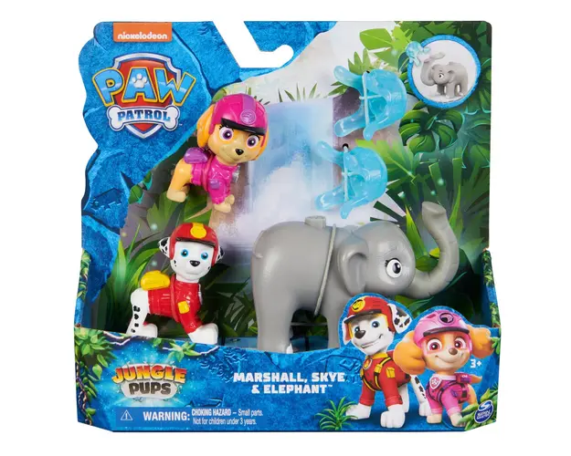 Set figurine, Paw Patrol, Jungle Pups, Skye, Marshall si Elefantul, 20143983