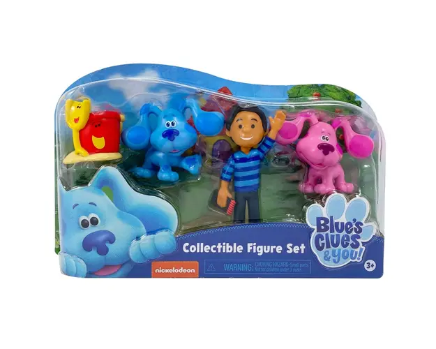 Set 4 figurine, Blues Clues and You, Blue, Magenta, Josh si Shovel and Pail