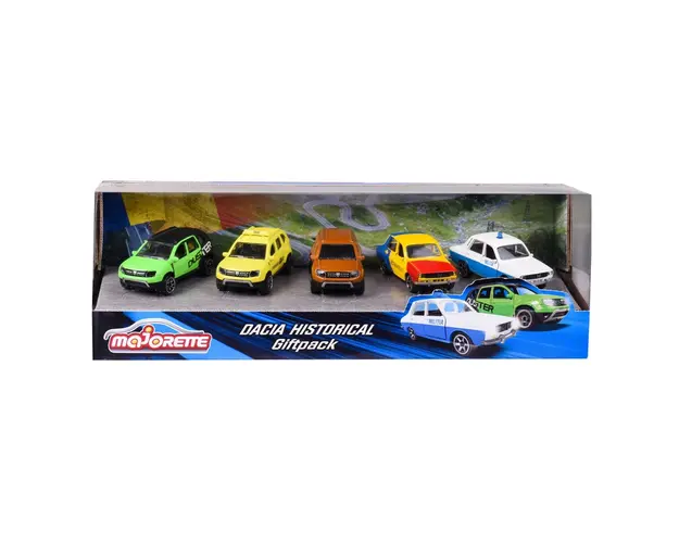 Set 5 masinute din metal Dacia 1300 si Dacia Duster, Majorette, 7 cm