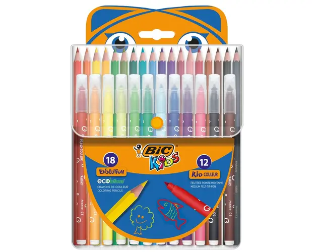 Set de colorat, Bic Evolution 18 creioane si 12 markere