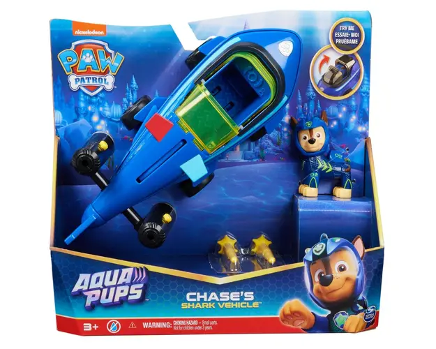 Masinuta cu figurina, Paw Patrol, Aqua Pups, Chase Shark, 20139007