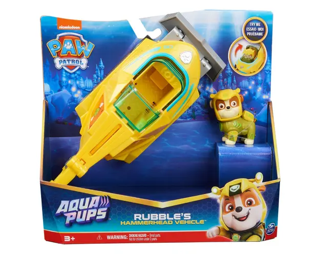 Masinuta cu figurina, Paw Patrol, Aqua Pups, Rubble Hammerhead, 20139010