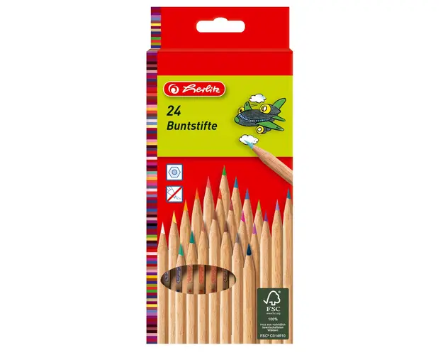 Set 24 creioane color natur hexagonale, Herlitz