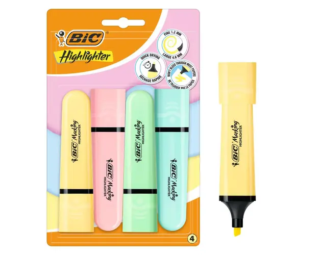 Set 4 evidentiatoare cu varf modular, Bic, Pastel
