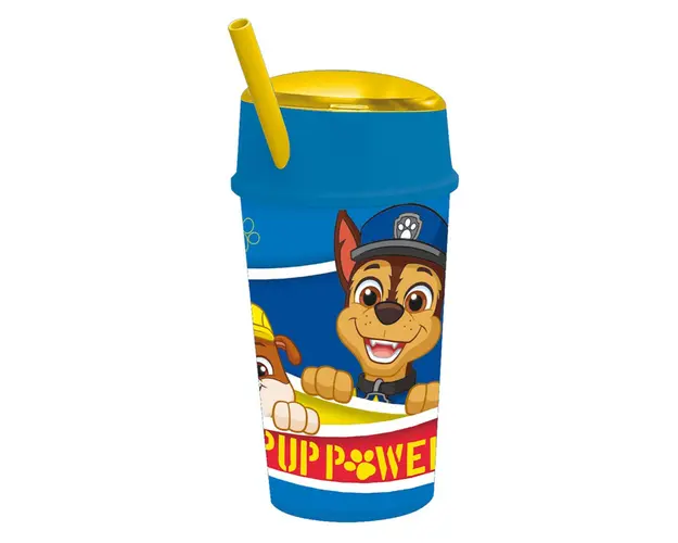Pahar cu pai si compartiment superior, Stor, Paw Patrol, 400 ml