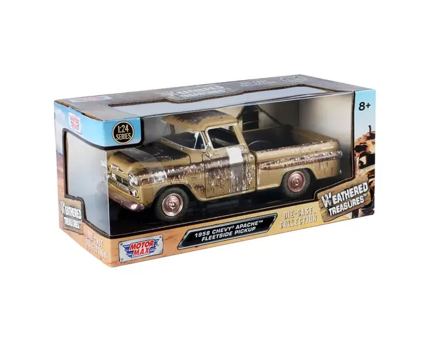 Masinuta metalica, Motormax, Weathered Treasures, 1958 Chevy Apache Fleetside, 1:24